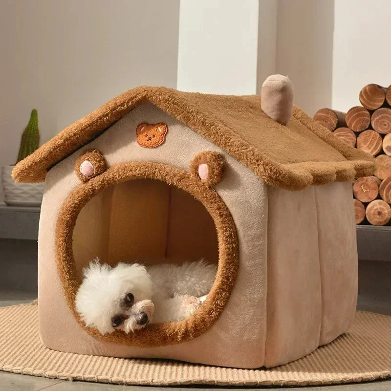 Foldable Cotton Pet House – Cozy Kennel for Small & Medium Pets