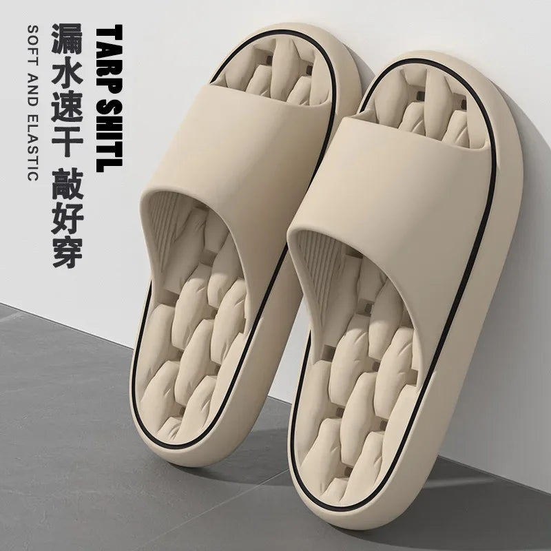 Man Slippers for Men Anti-slip Men's Summer Slippers Mute House Shoes Hollow Flip Flop Wear-resistant Bathroom Mop The New 2024