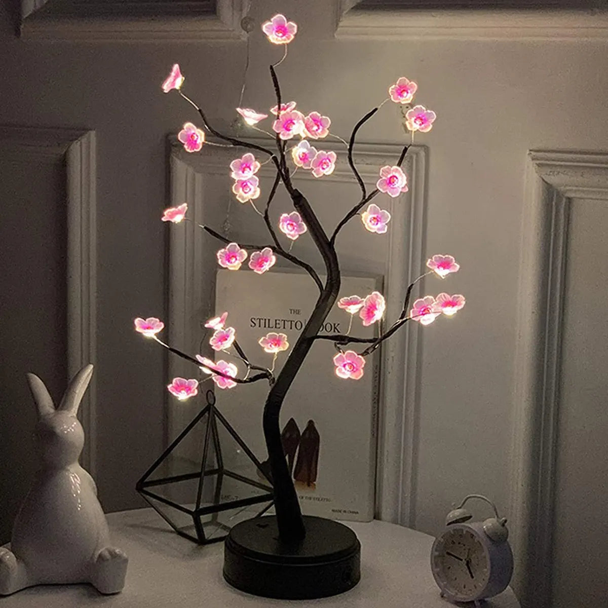 1PC Pink Cherry Blossom 36 LED Bonsai Tree Light Tree Lamps For Living Room Cute Night Light For Home Weddings Christmas Decor