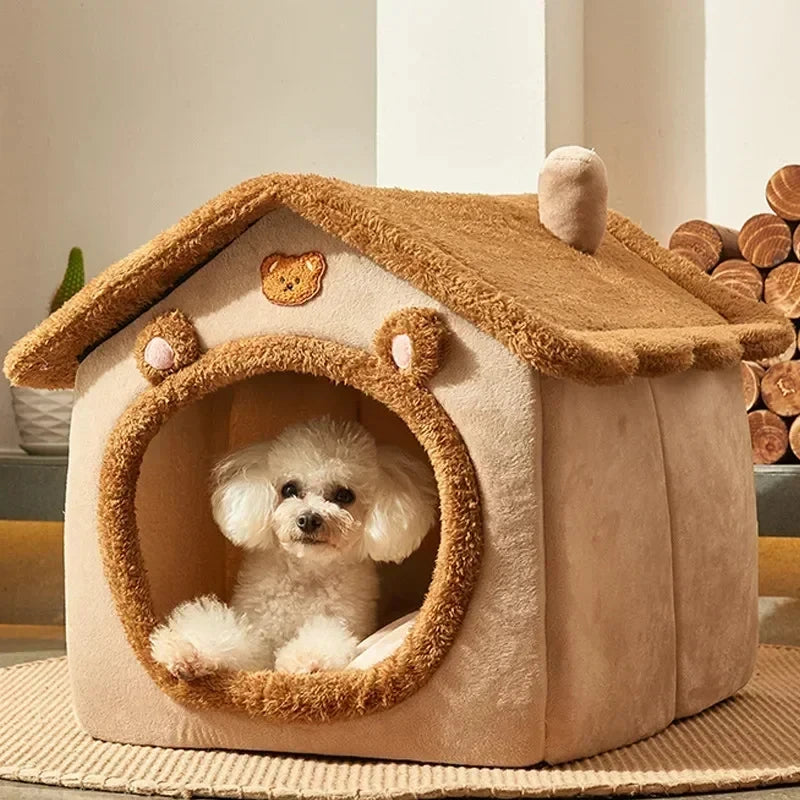 Foldable Cotton Pet House – Cozy Kennel for Small & Medium Pets