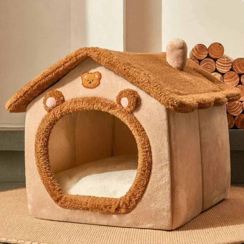 Foldable Cotton Pet House – Cozy Kennel for Small & Medium Pets