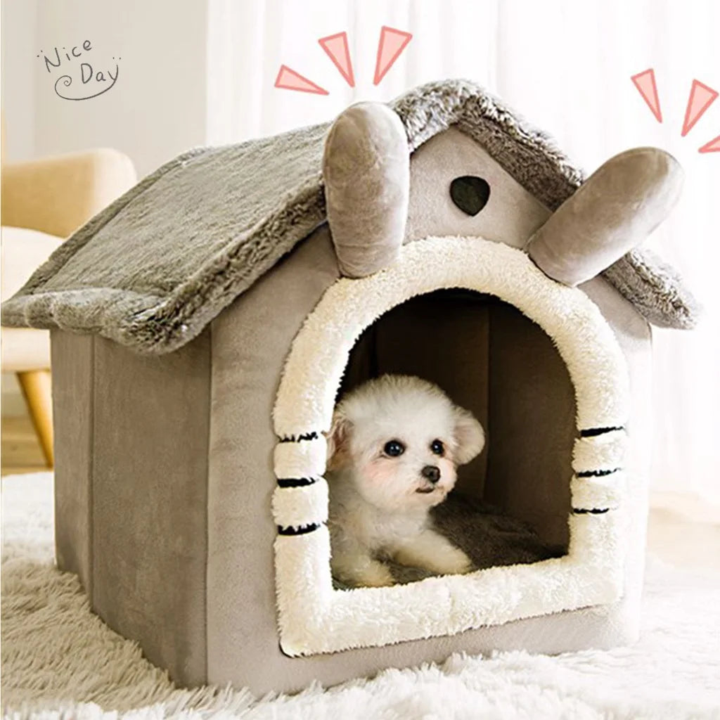 Foldable Cotton Pet House – Cozy Kennel for Small & Medium Pets