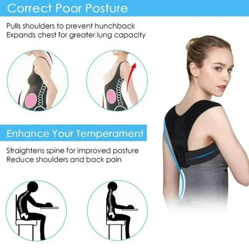 Adjustable Back Posture Corrector – Support Belt for Men & Women"