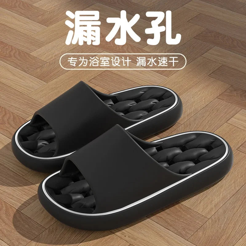 Man Slippers for Men Anti-slip Men's Summer Slippers Mute House Shoes Hollow Flip Flop Wear-resistant Bathroom Mop The New 2024