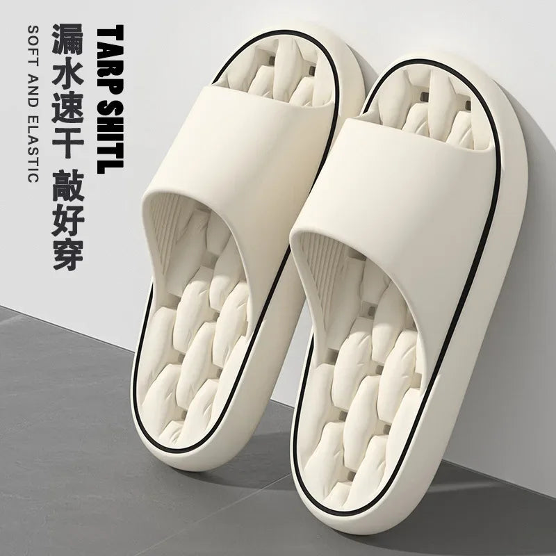 Man Slippers for Men Anti-slip Men's Summer Slippers Mute House Shoes Hollow Flip Flop Wear-resistant Bathroom Mop The New 2024