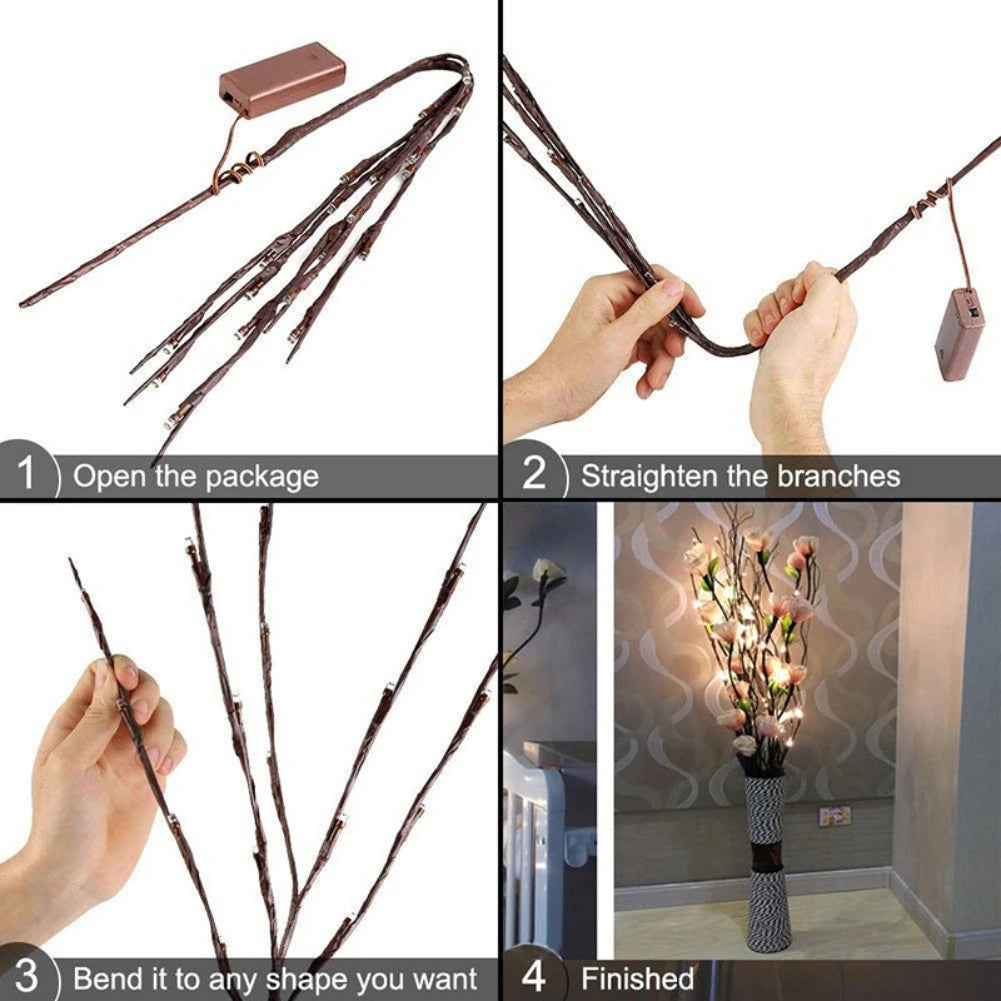 20LED Tree Branch Light Battery Power Fairy String Light For Bedroom Birthday Wedding Party Home Romantic Vase Decor Branch Lamp