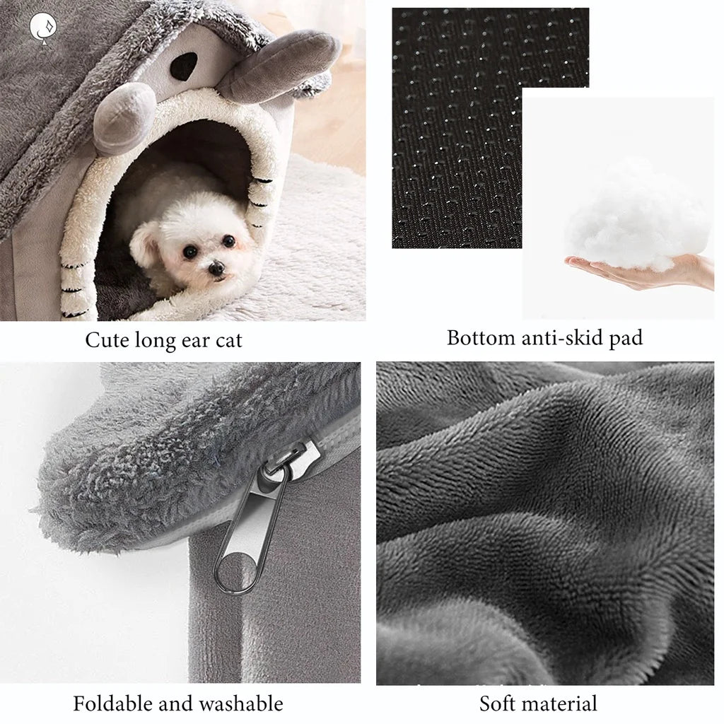 Foldable Cotton Pet House – Cozy Kennel for Small & Medium Pets