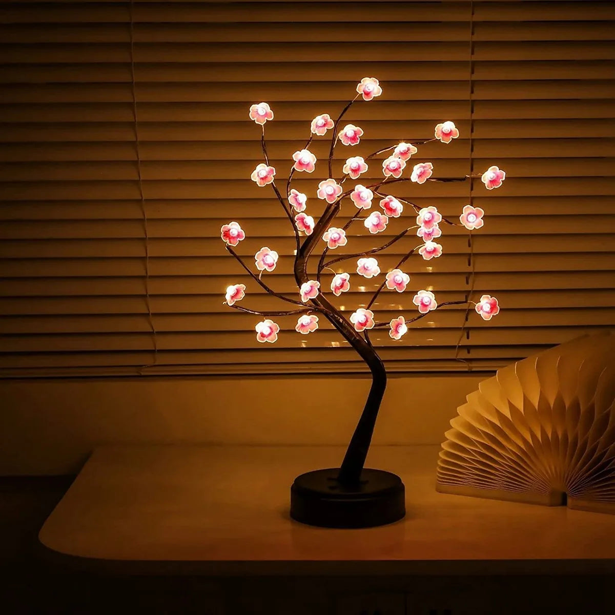 1PC Pink Cherry Blossom 36 LED Bonsai Tree Light Tree Lamps For Living Room Cute Night Light For Home Weddings Christmas Decor