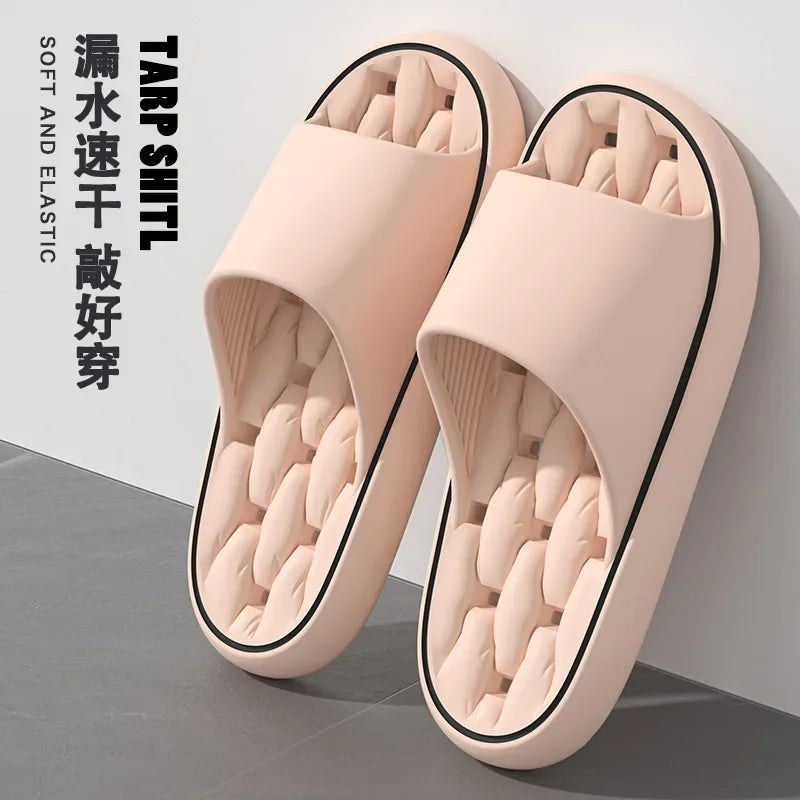 Man Slippers for Men Anti-slip Men's Summer Slippers Mute House Shoes Hollow Flip Flop Wear-resistant Bathroom Mop The New 2024