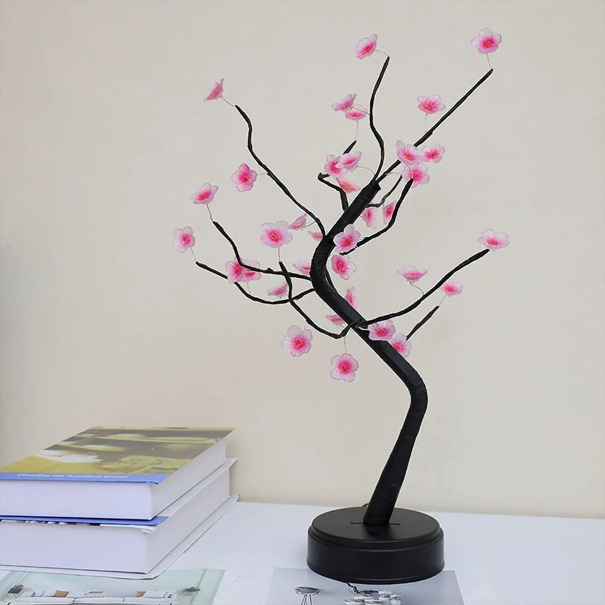 1PC Pink Cherry Blossom 36 LED Bonsai Tree Light Tree Lamps For Living Room Cute Night Light For Home Weddings Christmas Decor