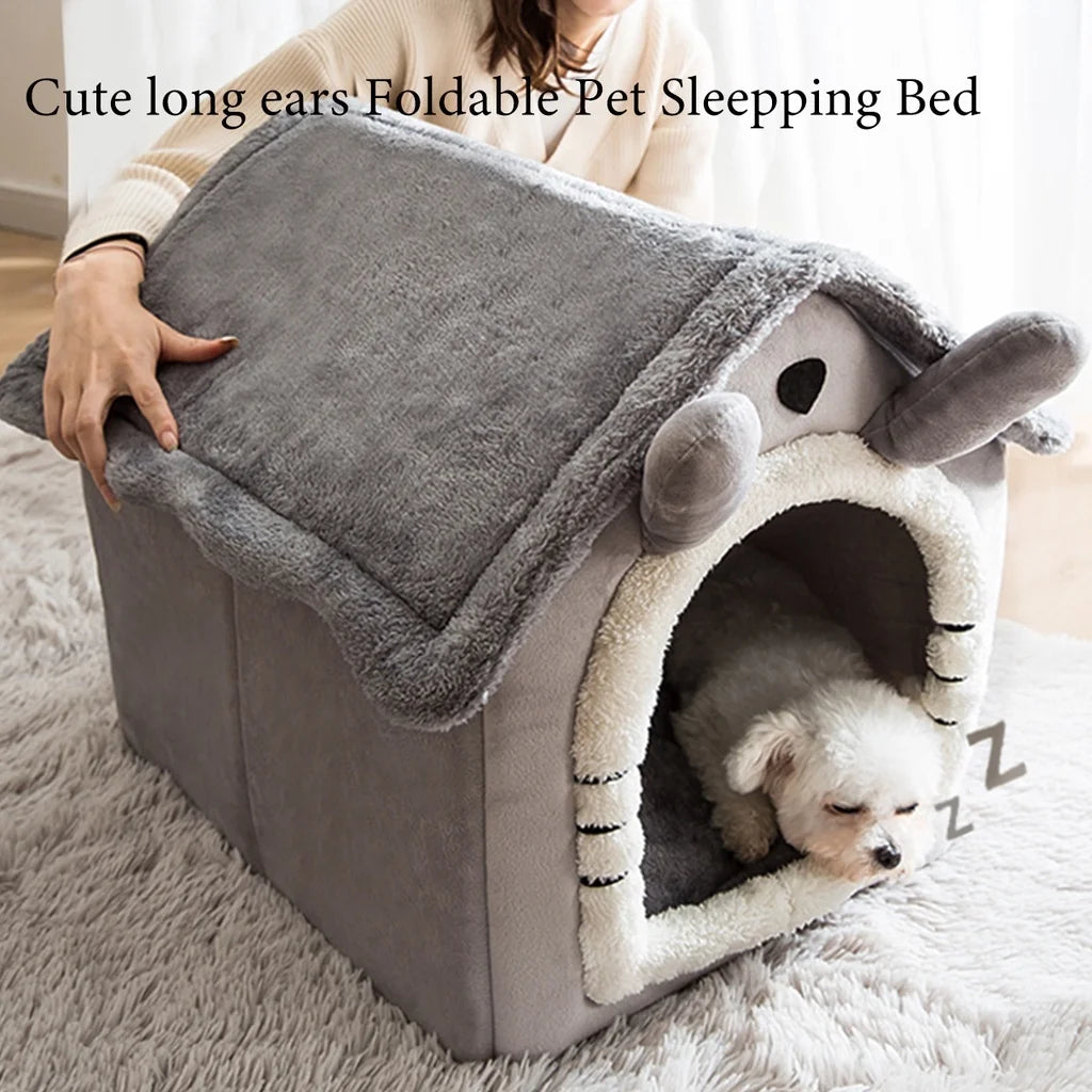 Foldable Cotton Pet House – Cozy Kennel for Small & Medium Pets