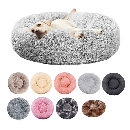 Round Plush Pet Bed – Cozy, Warm & Washable!