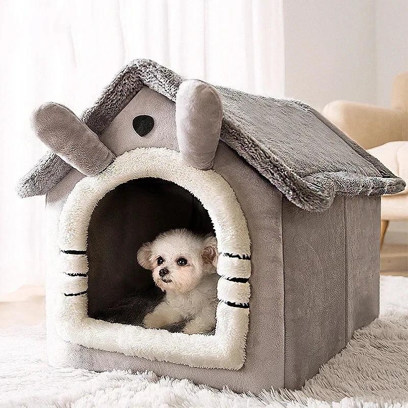 Foldable Cotton Pet House – Cozy Kennel for Small & Medium Pets